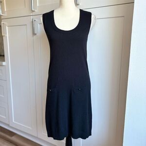 J. Crew Sleeveless Sweater Dress Cashmere Wool Blend Black Knee Length Size S